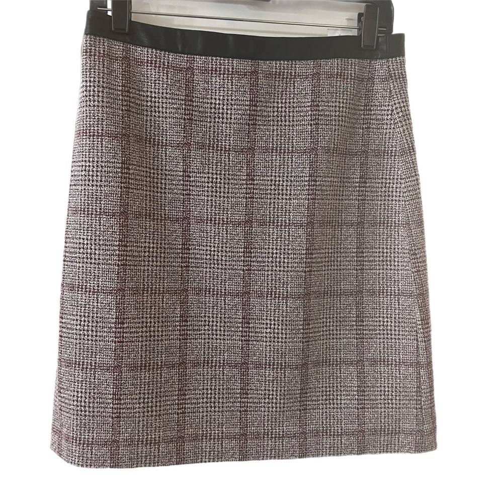 Ann Taylor Plaid Mini Skirt Burgundy Size 4